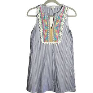 Love Fire Blue and White Striped Sleeveless Tunic Dress Size XS